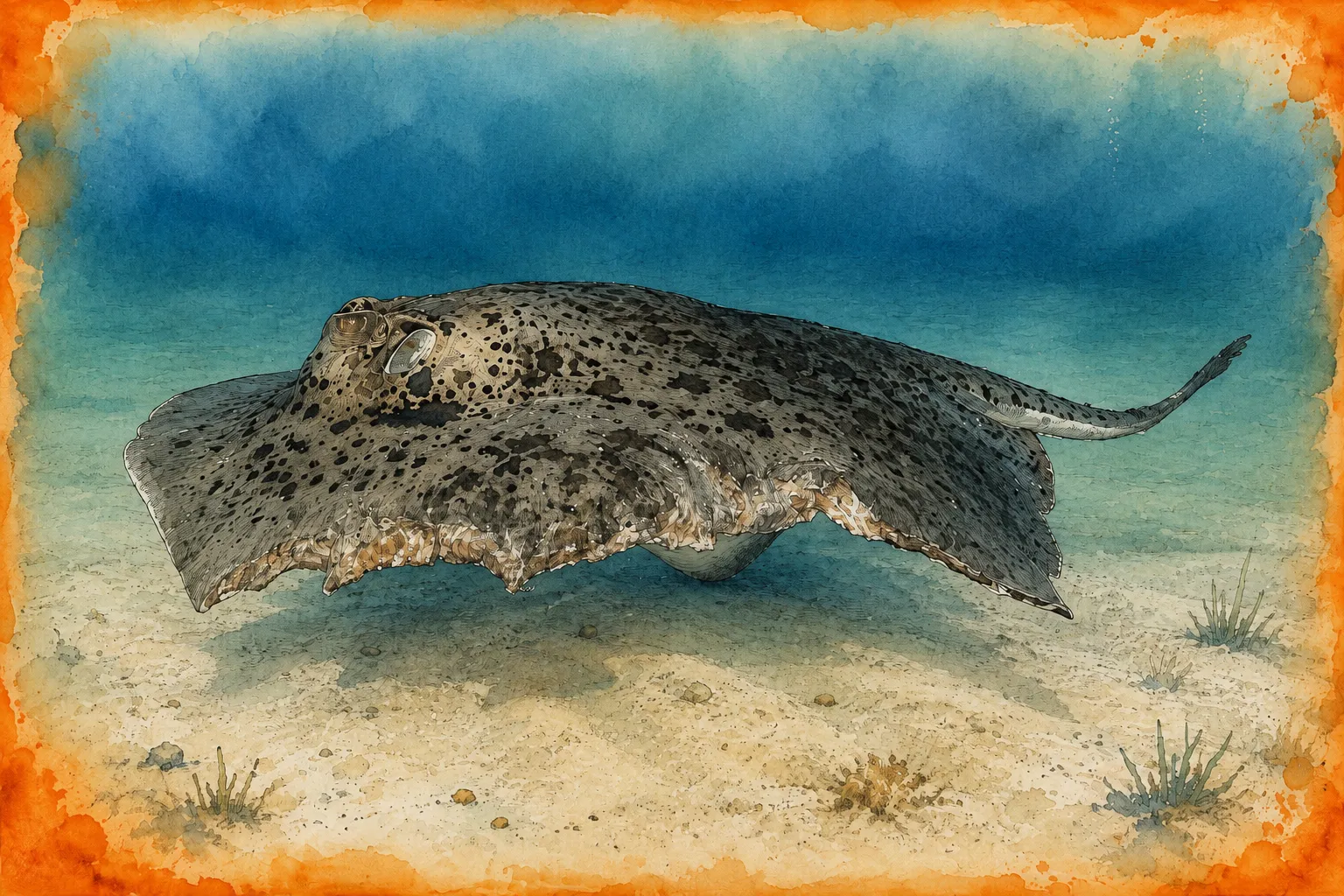 Ray with Shark Bite