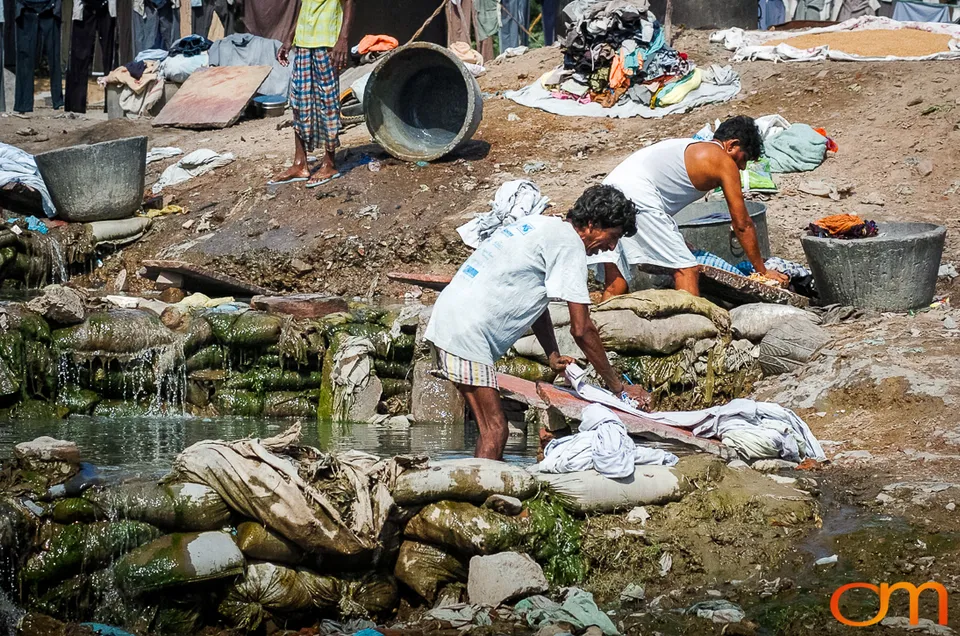 Open-Air Laundry Along the Yamuna River, Agra, 2004