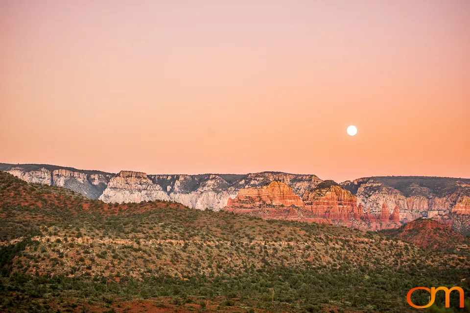 Harvest Moon over Sedona, Arizona
