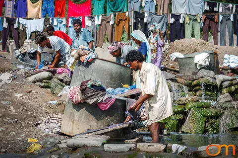 Open-Air Laundry Along the Yamuna River, Agra, 2004