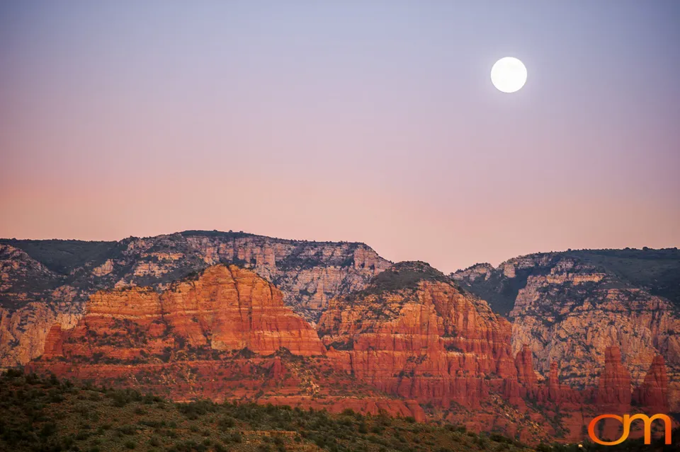 Harvest Moon over Sedona, Arizona