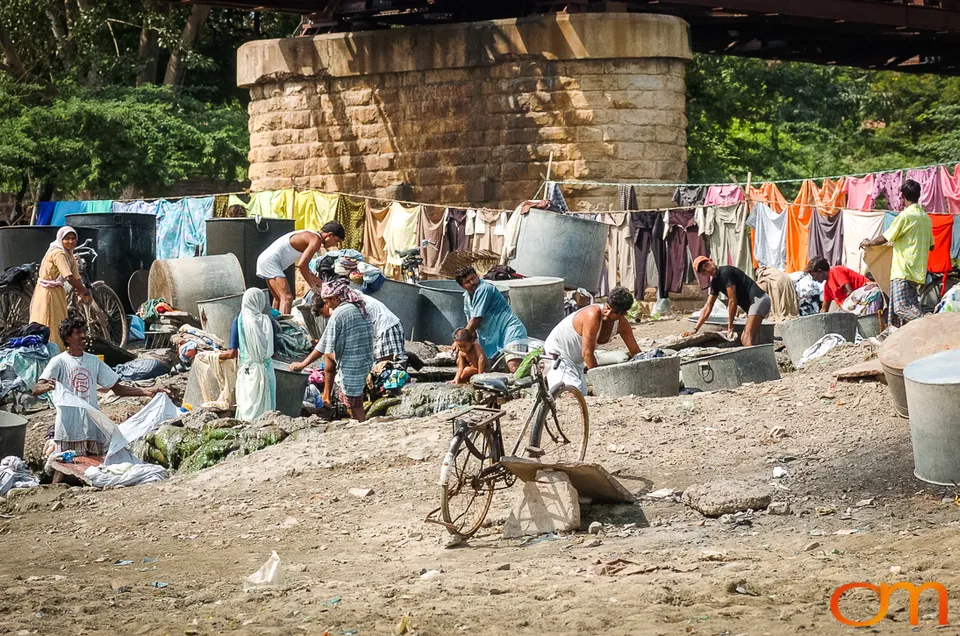 Open-Air Laundry Along the Yamuna River, Agra, 2004