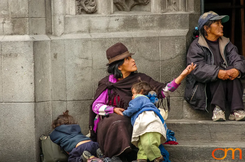 Women and children on church steps