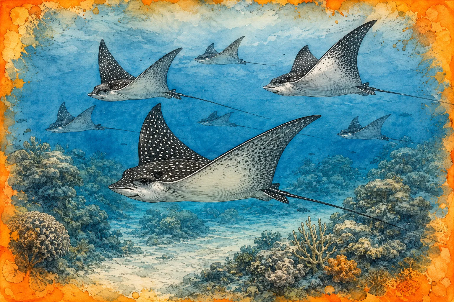 School of Spotted Eagle Rays